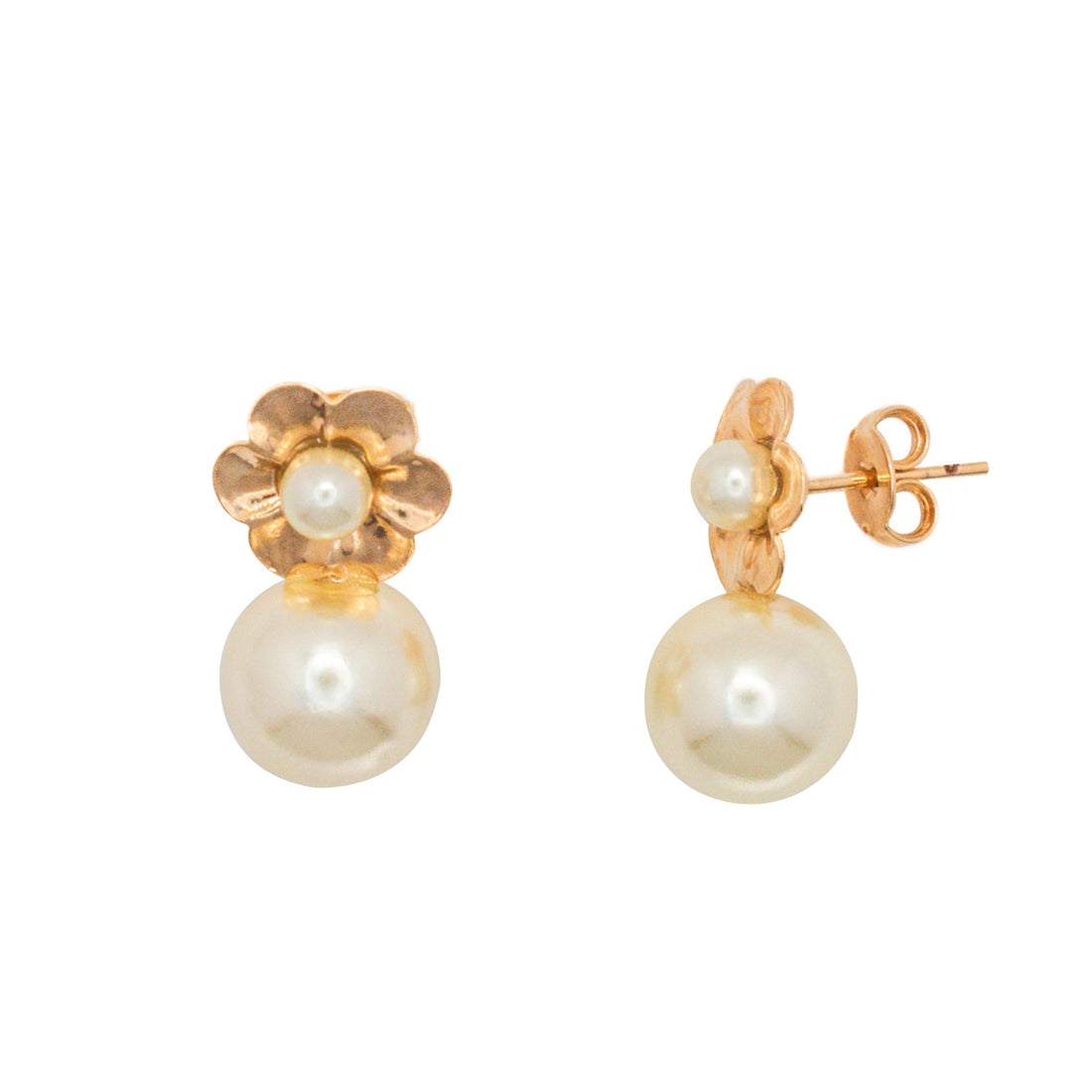 Aretes De Flor Con Perlas