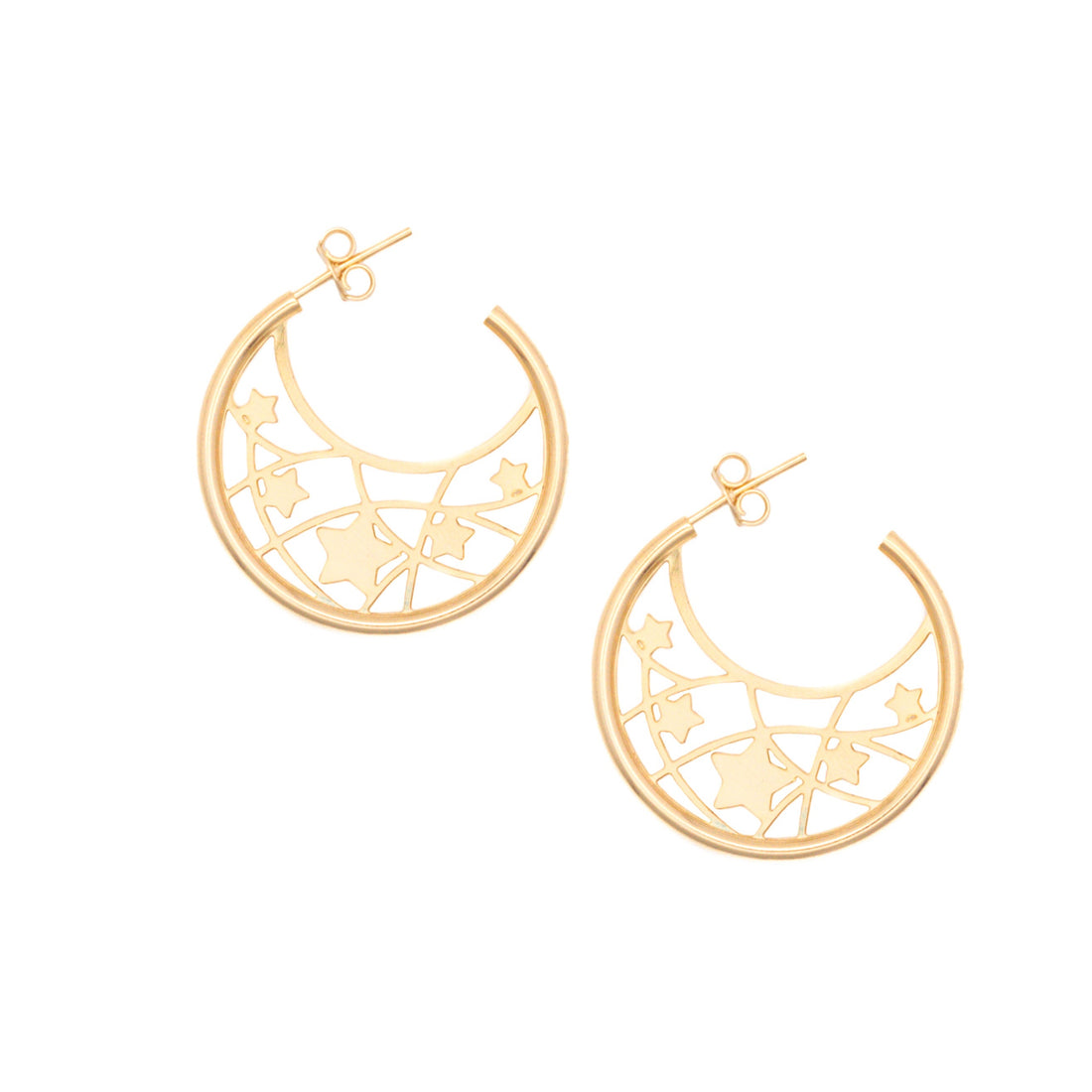 Aretes Media Arracada Con Diseño De Estrallas